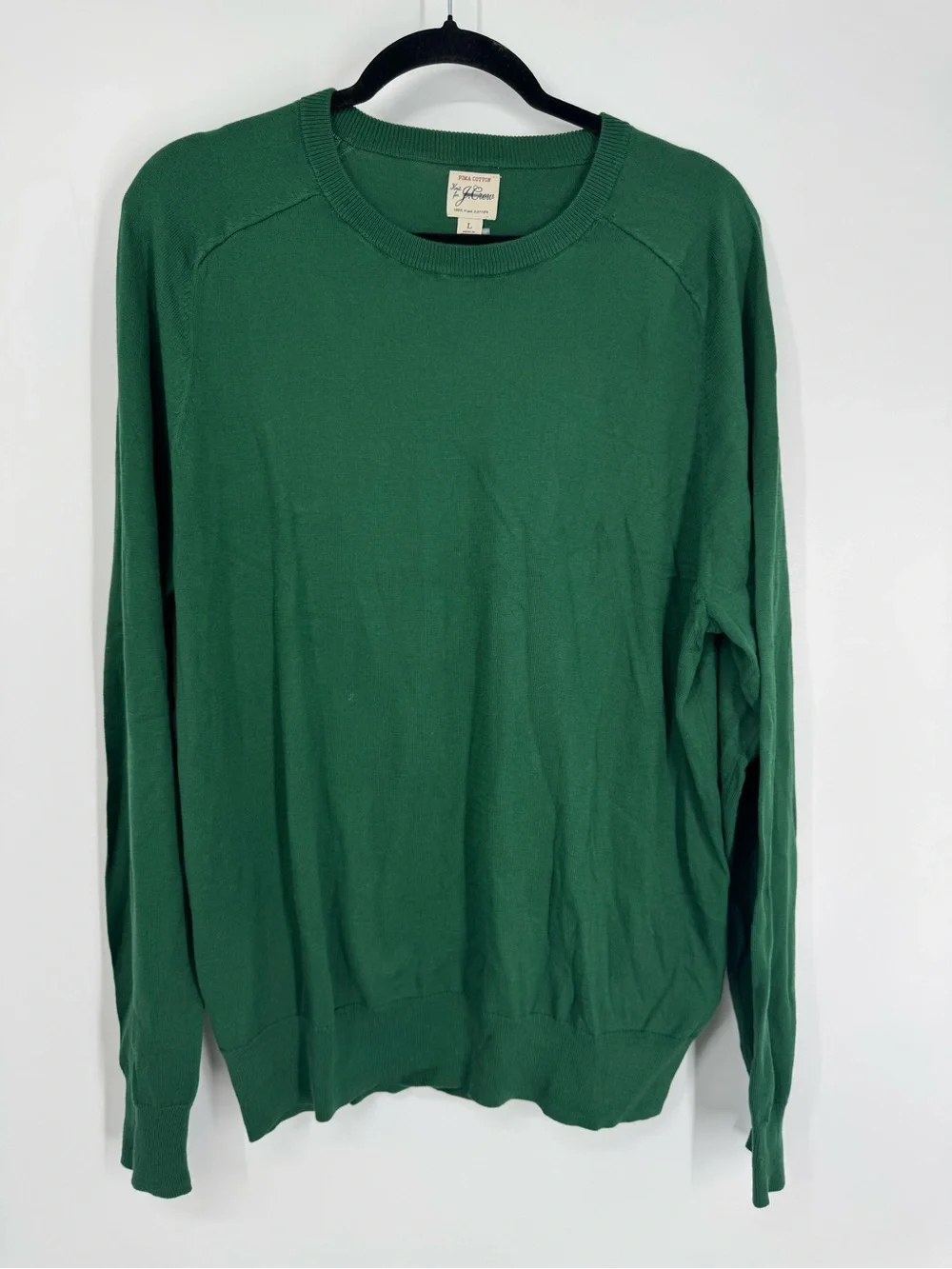 NWT J. Crew Pima Cotton Crewneck Sweater Serene Spruce Green Pullover Size L